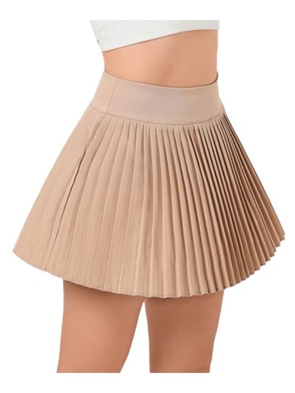 Pleated Mini Skort with Shorts Pockets High Waisted Tennis Golf Women